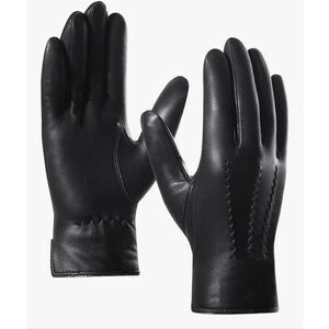 Harssidanzar Leather Gloves for Men,Winter Sheepskin Driving Gloves Cashmere Lin
